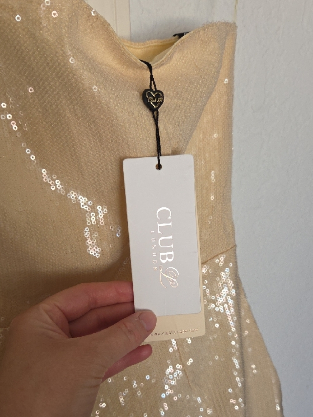 Club London One-Shoulder Sequin Mini Dress In Nude Size 8 - Picture 3 of 9